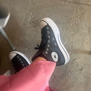 black leather converse hi tops!